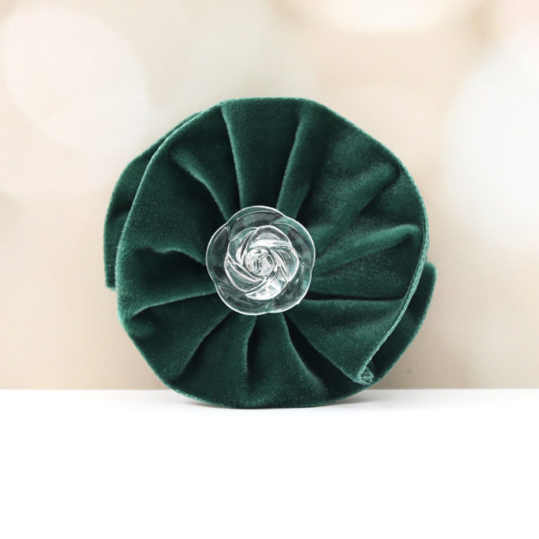 dark green dog collar flower velvet