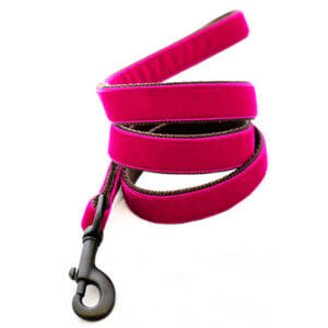 bettie magenta velvet dog leash pink