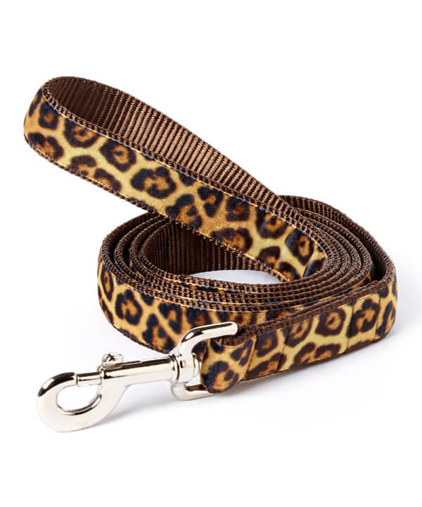 leopard dog leash velvet