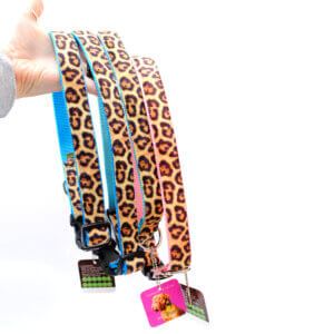 Leopard dog collars velvet
