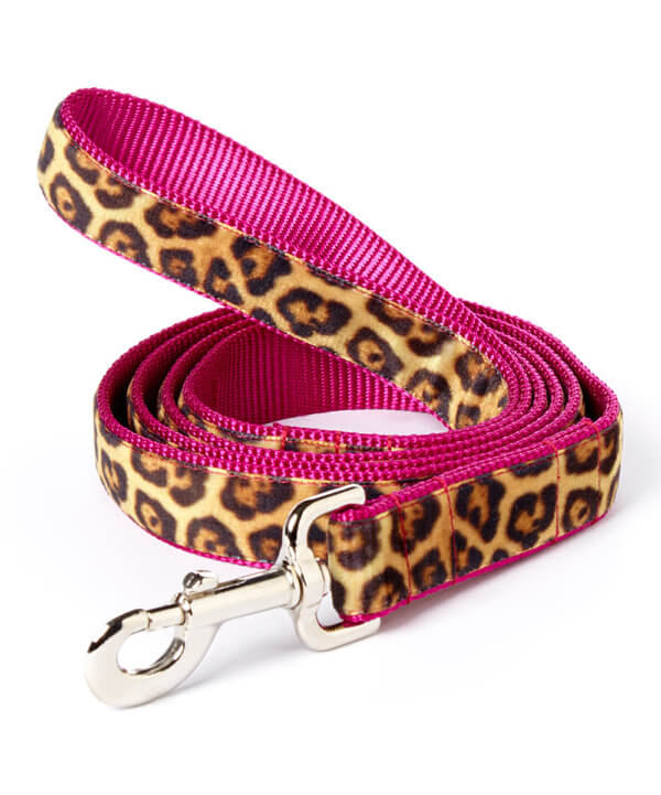pink leopard dog leash