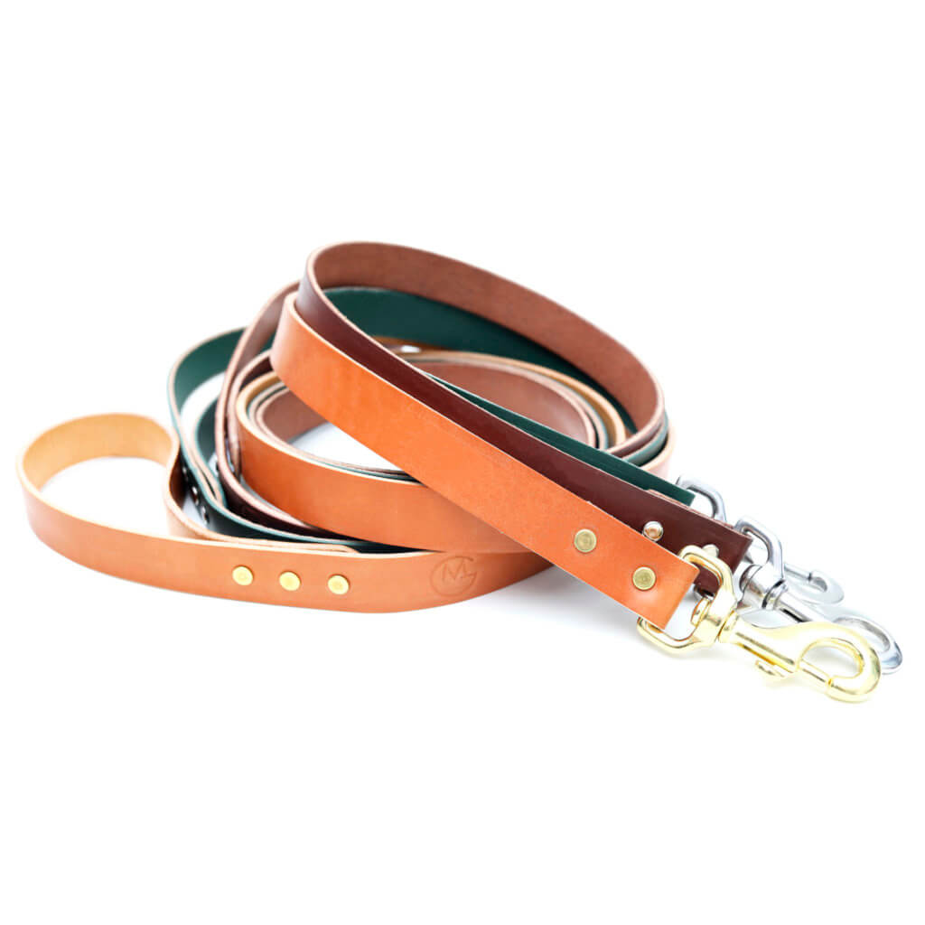 Leather Dog Collar with Personalized Riveted Nameplate