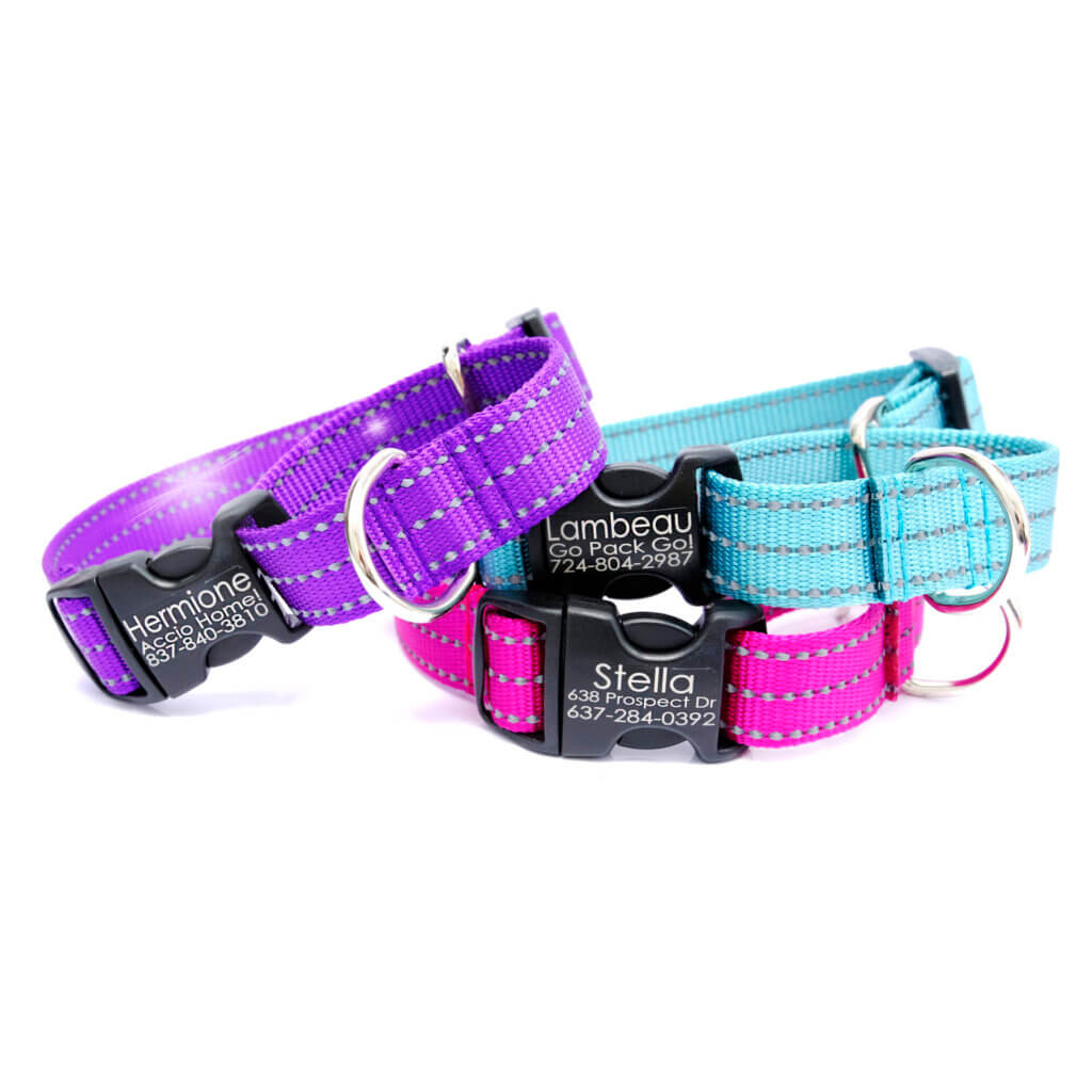 Personalized Reflective Martingale Dog Collars 11 Colors