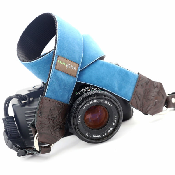 'Diego' Blue Velvet Camera Strap
