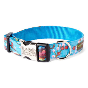 Blue laminated dog collar