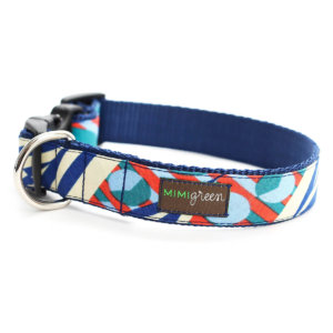 Blue & Orange Geometric Dog Collar