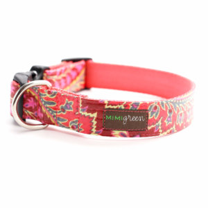 Pink Paisley Laminated Dog Collar