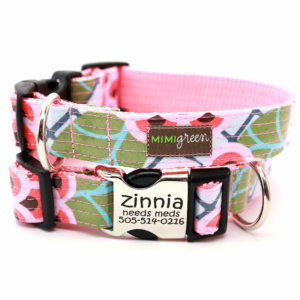 zinnia pink engraved dog collar