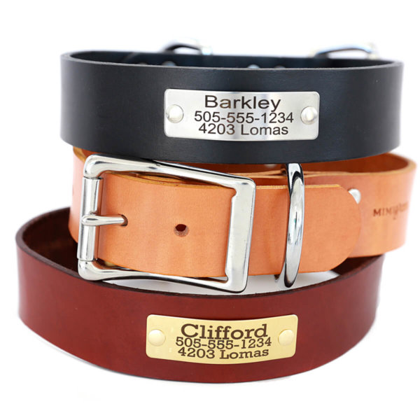 Nameplate Leather Dog Collar for big dogs