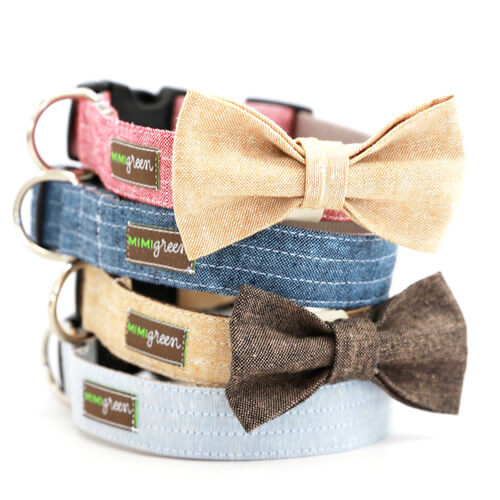Linen Dog Collar with Optional Bowtie