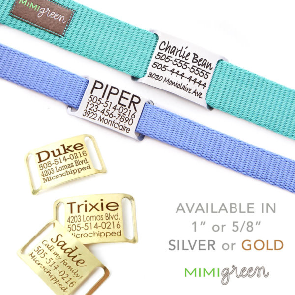 Personalized, Engraved Name Plate Dog Collars Choice of 18 Colors