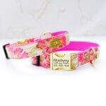 'Audrey' Vibrant Pink Floral Voile Dog Collar