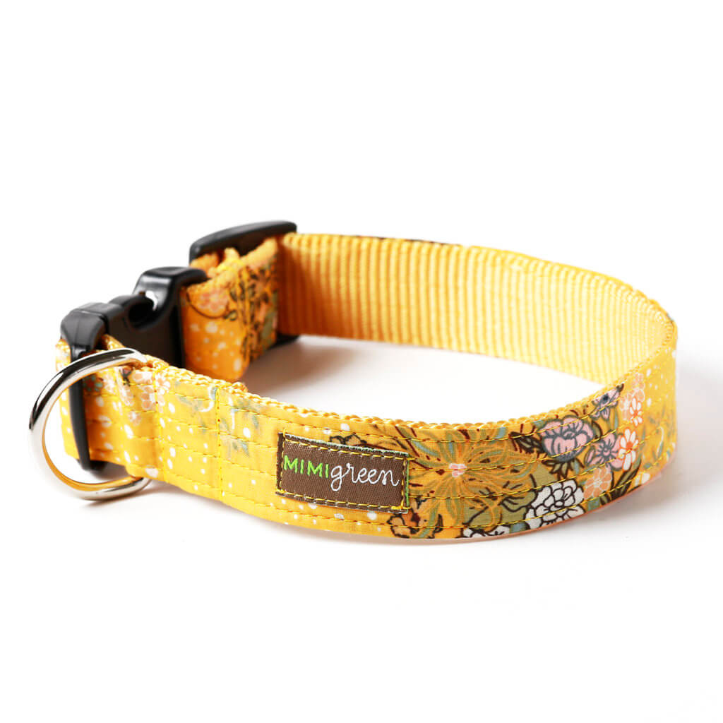 Yellow Floral Designer Dog Collar 'Honey' 5/8 Width ONLY