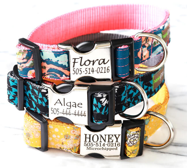 Luxury Personalized Dog Collars - 9 Cotton Voile Styles Available