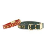 Holiday Red and Green Personalized Leather Dog Collar -- The 'Bart'