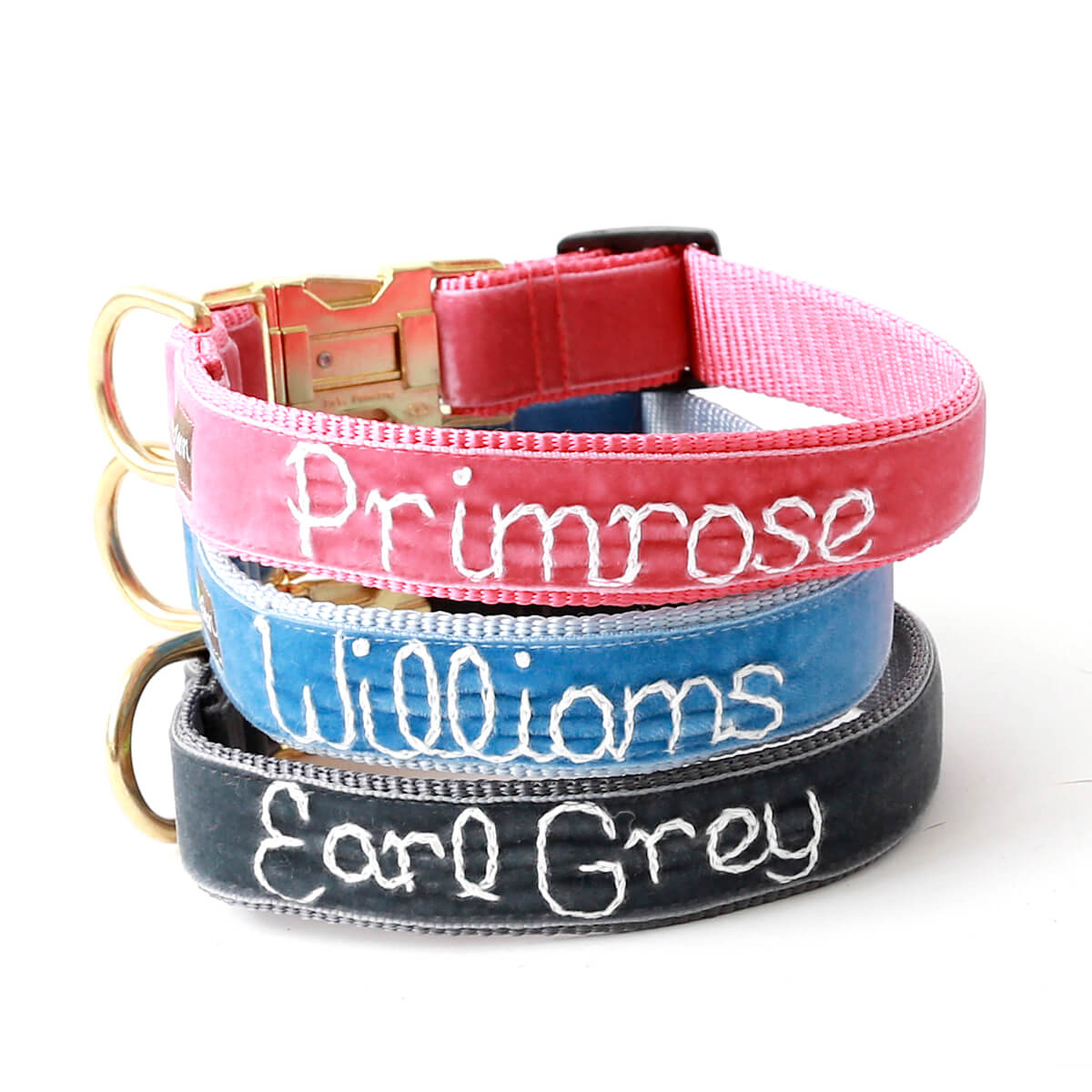 Custom Velvet Dog Collars With Personalized Embroidered Name And