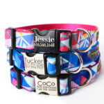 Clearance! 'Collins' Colorful Geometric Dog Collar - 3 colors - Laser Engraved Buckle -- ( 5/8" + 3/4" Width only)