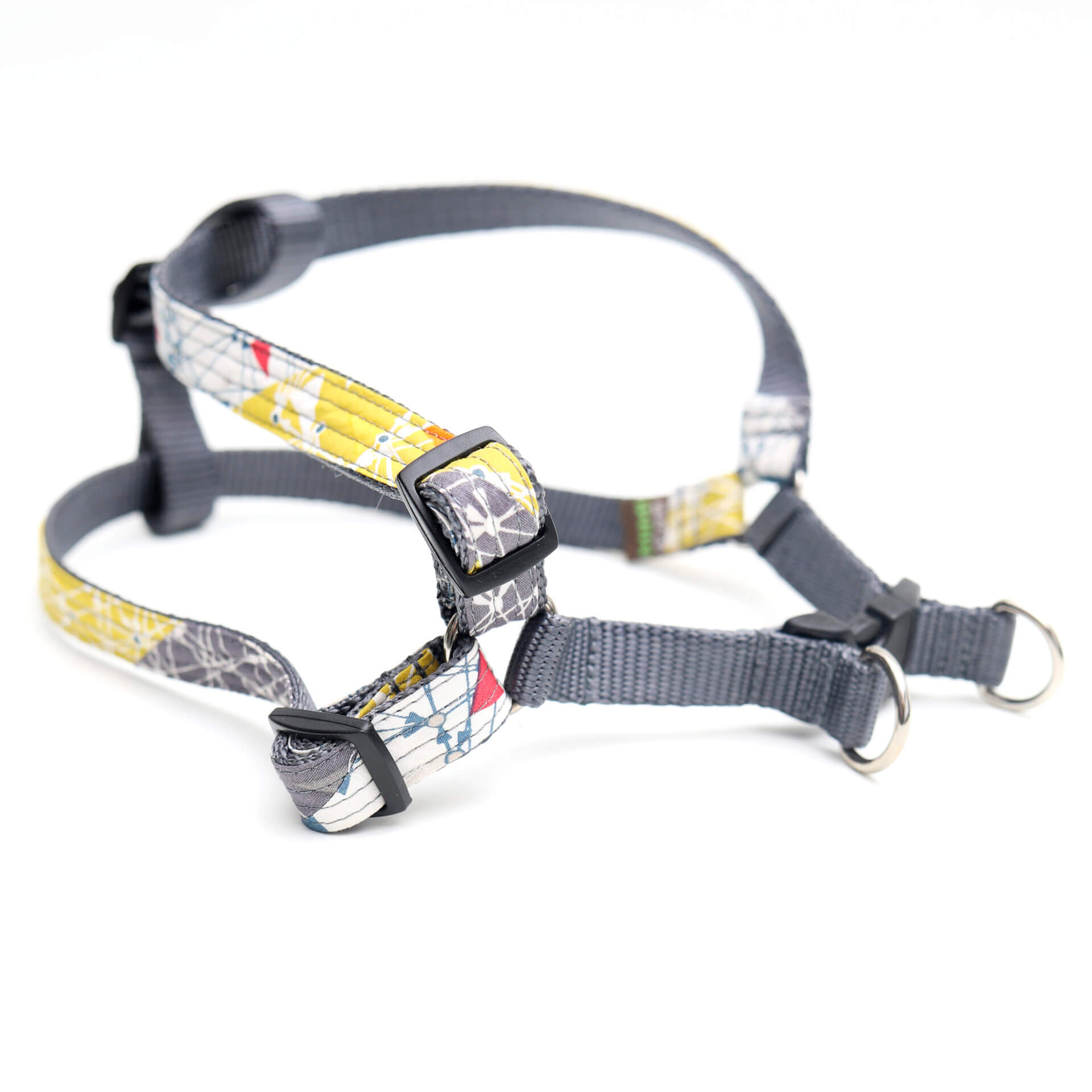 Grey Geometric Designer Dog Harness - 'Albert' - 5/8only