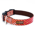 Orange Striped Laminated Cotton Dog Collar 'Guava' (5/8" + 3/4" ONLY)