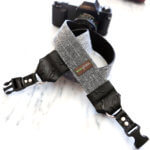 Charcoal Linen Camera Strap with Side Release Buckles & Leather Ends