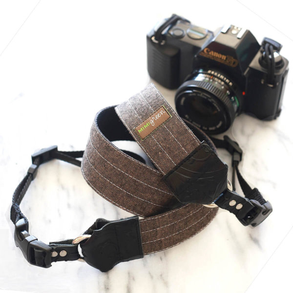 Chocolate Linen Camera Strap with Side Release Buckles & Leather Ends