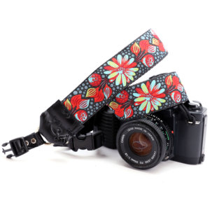 Sally Modern Red Floral Camera Strap