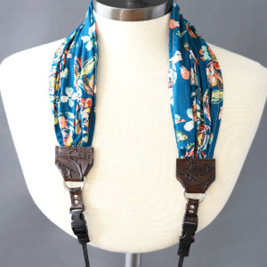 Blue Floral Scarf Camera Strap for DSLR