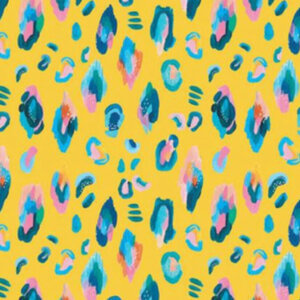 leopard yellow laminated cotton