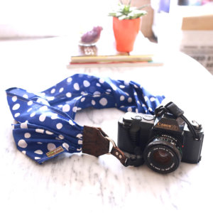 rain polka dot camera strap