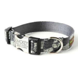 smokey Grey Laminated dog collar