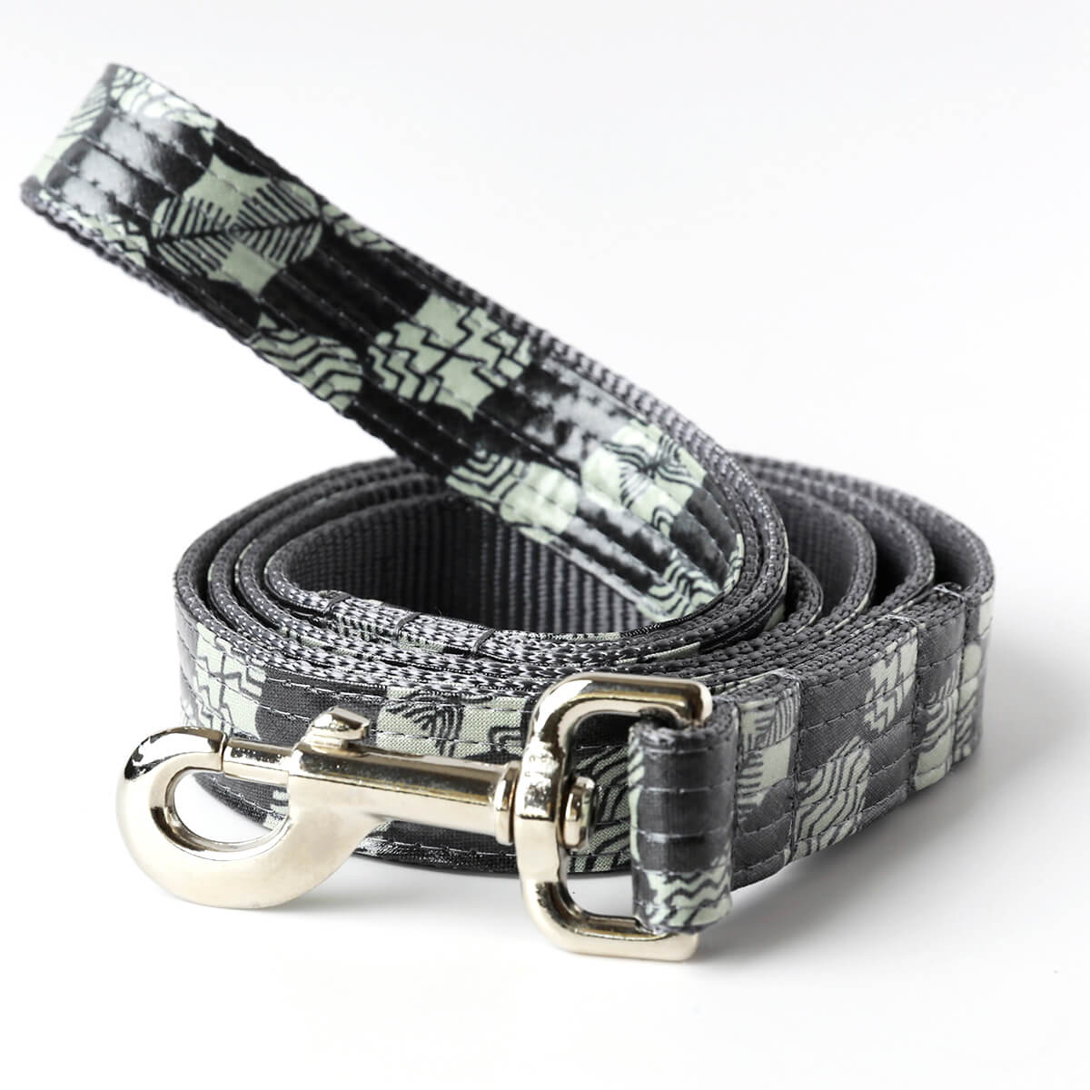 Smokey' Black & Grey Laminated Cotton Designer Dog Leash