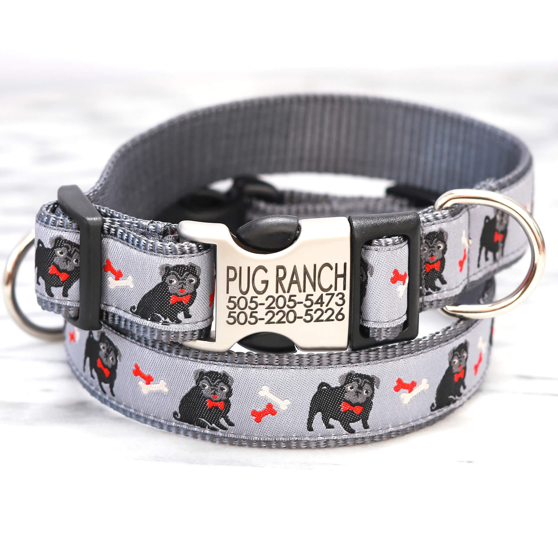 Black Brushed Leather Pet Collar