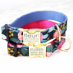 Navy Floral Canvas Dog Collar Rifle Paper Co