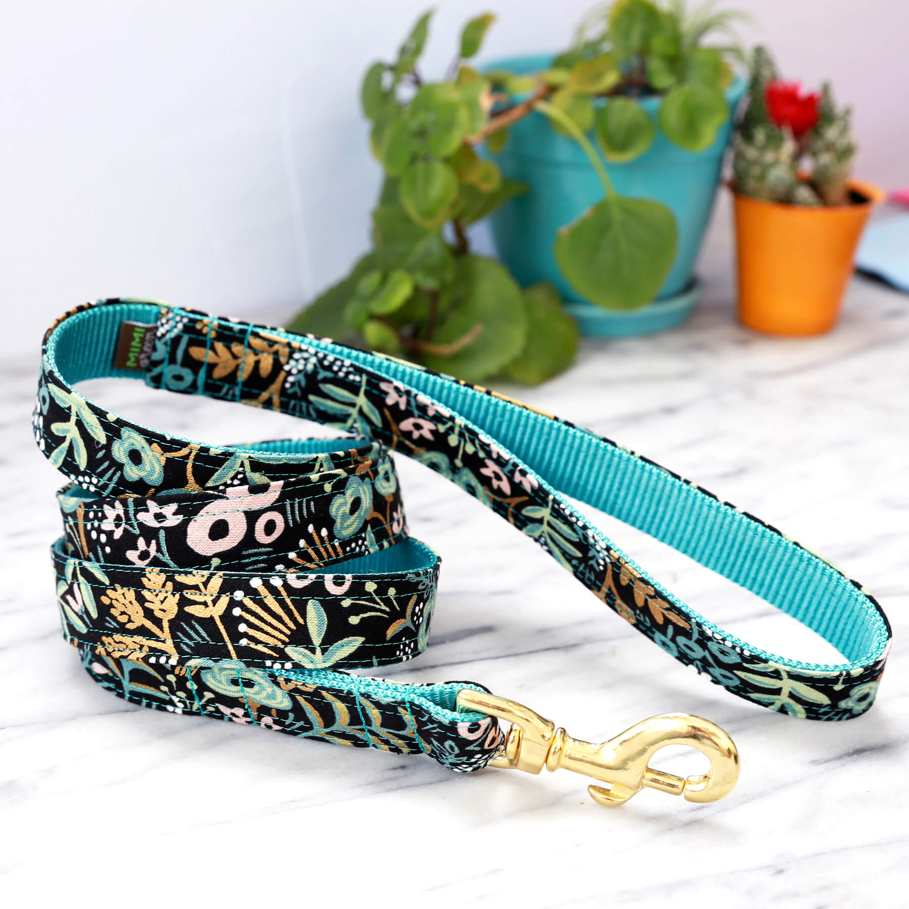 Rifle Paper Co. 'Fleur' in Natural Floral Canvas Dog Leash