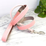 Coral Pink Velvet Designer Dog Leash – ‘Peaches’