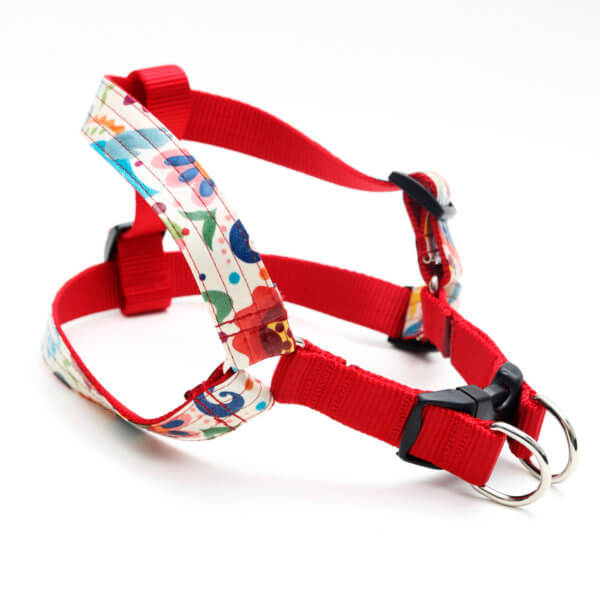 Frida laminated cotton dog harness mexican fold print