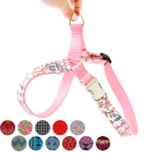 pink laminated dog harness floral main