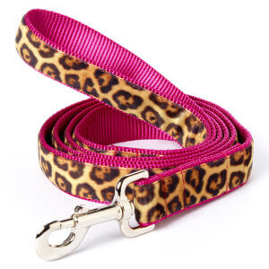 susie leopard raspberry velvet dog leash