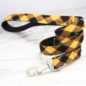 yellow buffalo plaid dog leash mimi green