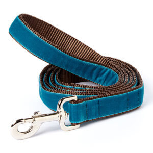 zack teal velvet dog leash