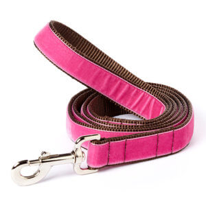 zoe pink velvet dog leash