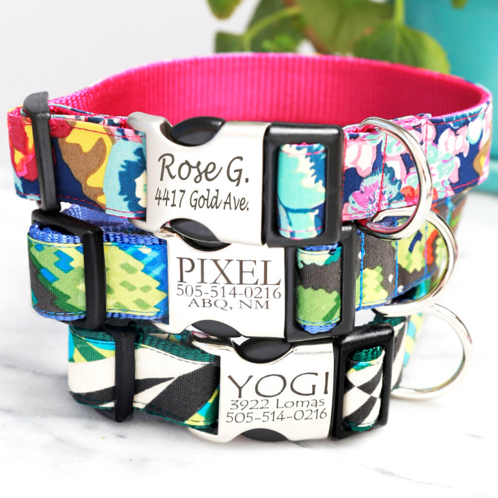 Green Geometric Designer Dog Collar 'YOGI' (5/8 and 3/4 ONLY)