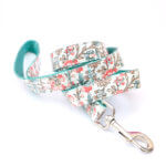 Pink and Teal Floral Print Laminated Cotton Dog Leash - 'Emma'