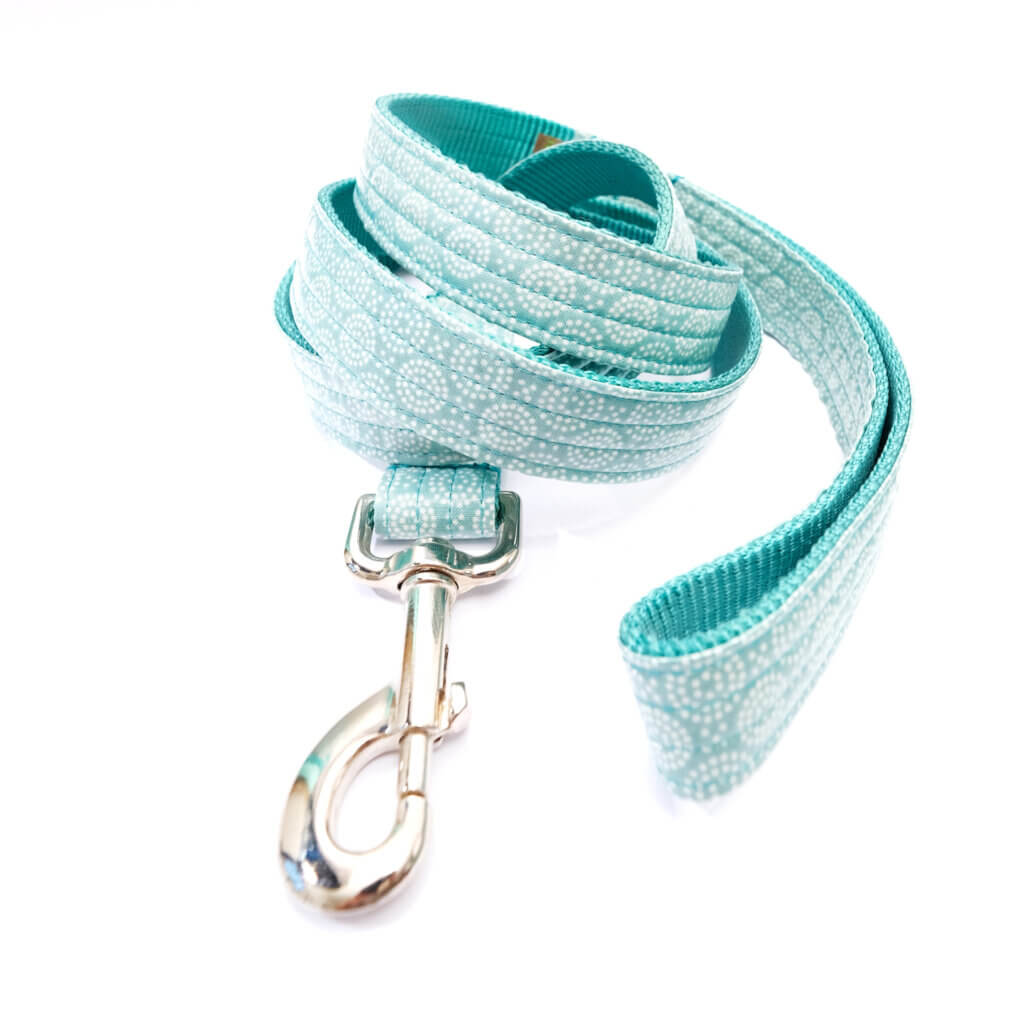 teal laminate dog leash retro vibes