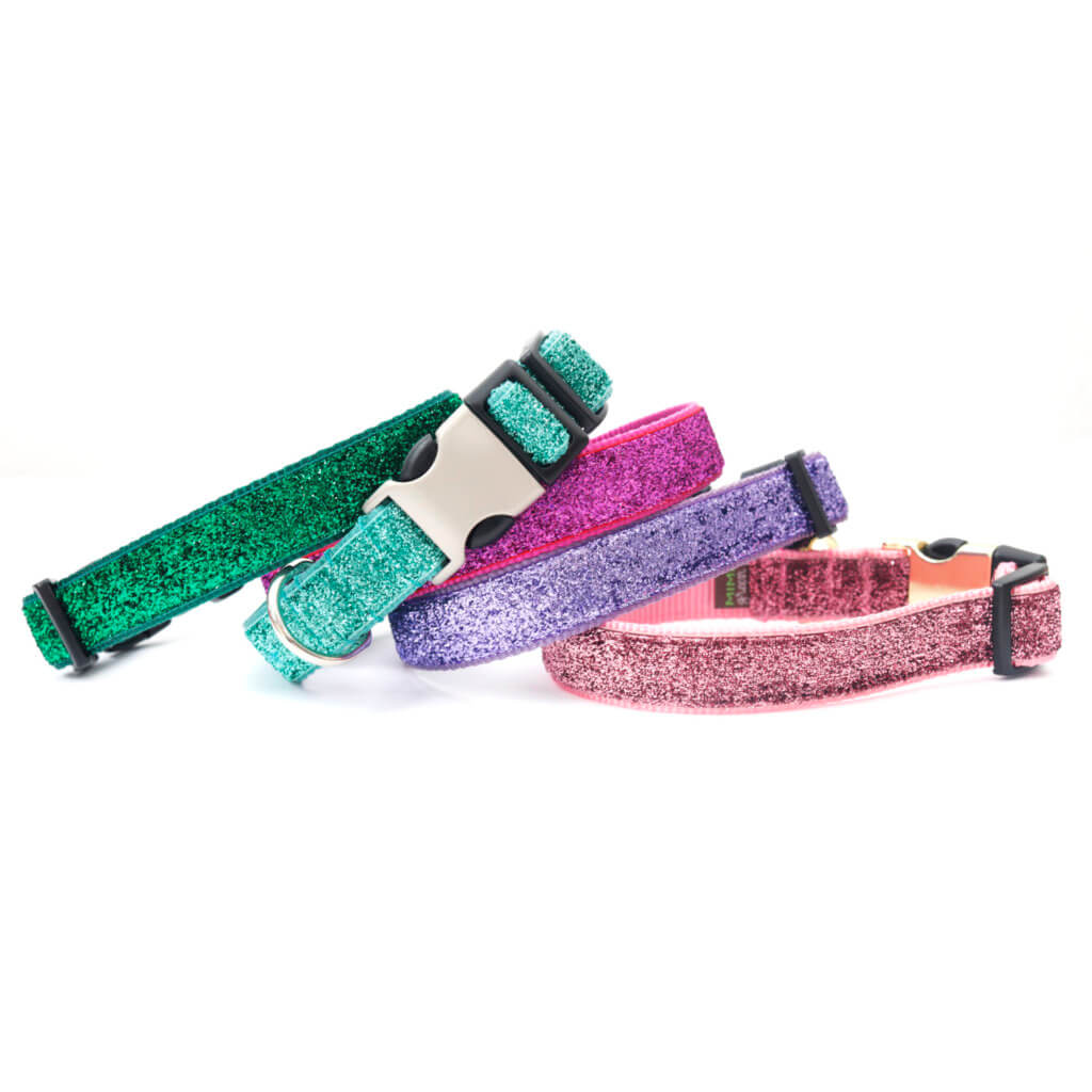 Sparkly Mermaid Glitter Dog Collar Pink Gold Silver Green Blue