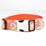 Clearance! Orange Designer Paisley Dog Collar ‘Paisley’ (5/8" + 3/4" ONLY)