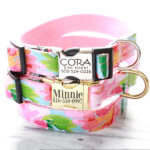 Pink Laminated Cotton Dog Collar 'Buttercup' -- 5/8" only