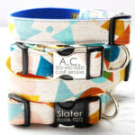 SLATER Canvas Dog Collar - Mod Geometric Print with Laser Engraved Buckle
