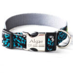 Clearance! Blue Algae - Cotton Voile Dog Collar - Optional Engraving