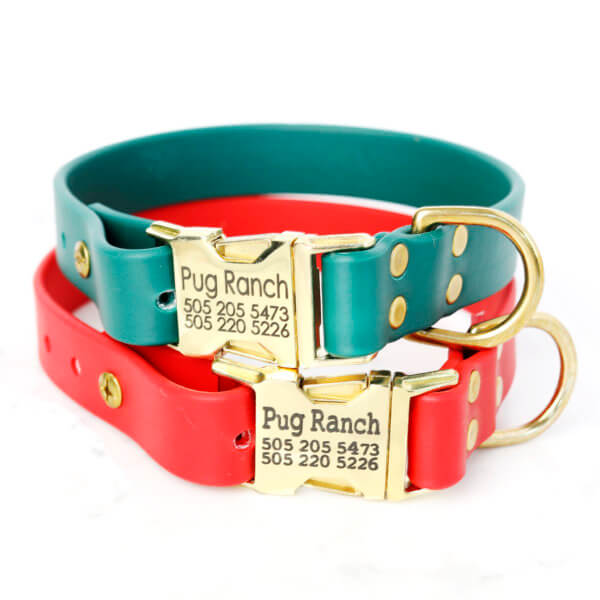 Leather Alternative Waterproof Dog Collar Personalized & Handmade